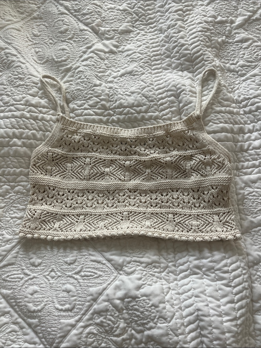Zara Cream Crochet Crop Top